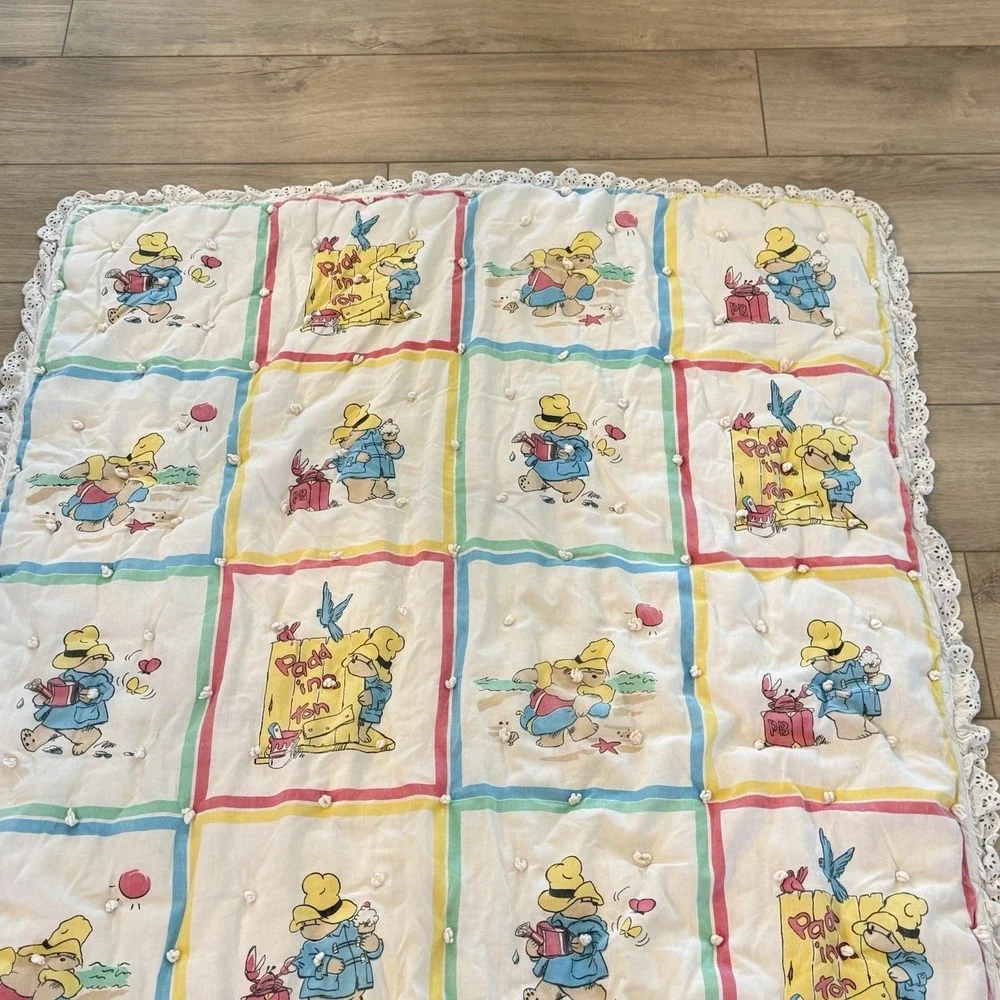 Paddington Bear Baby Crib Quilt Blanket‎ Baby Nursery Primitive Vintage 40